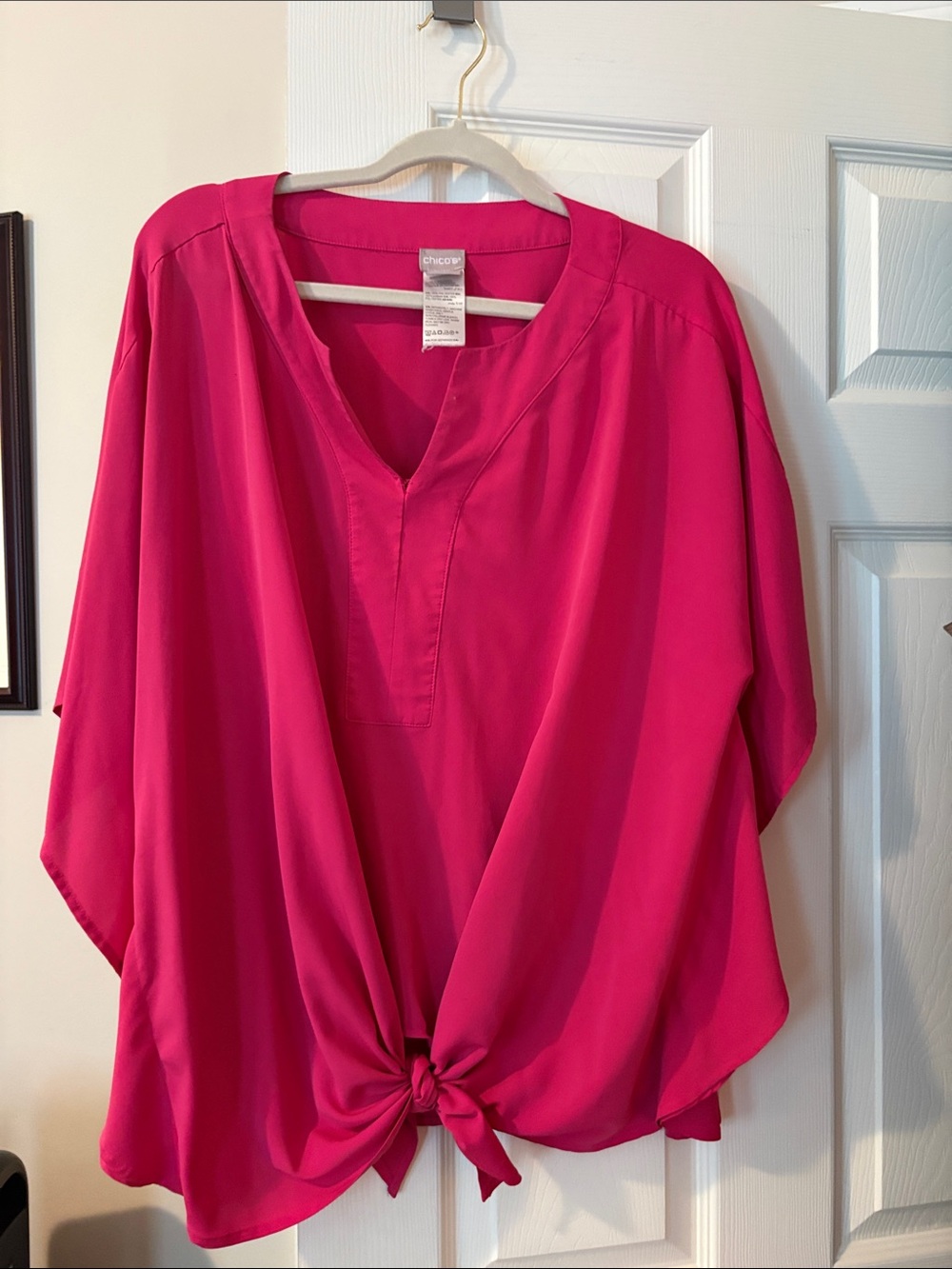 Chico's Fuchsia Tie-Front V-Neck Blouse